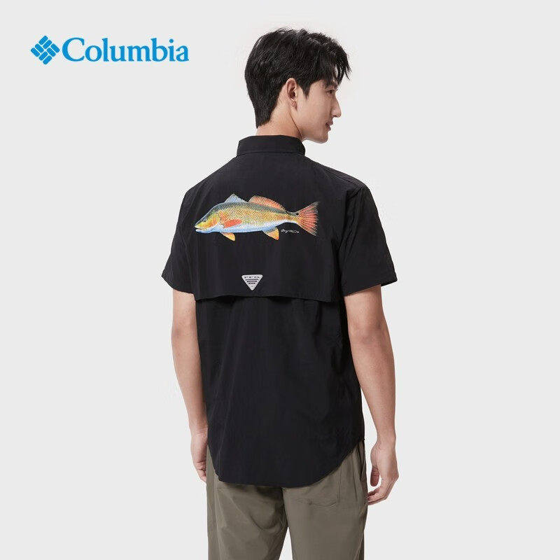 Columbia哥伦比亚户外男透气防晒防紫外线钓鱼休闲短袖衬衫FE5202