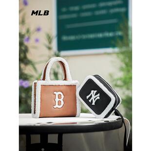MLB男女情侣老花毛绒手提托特包休闲运动斜挎单肩包ORS07/CRS07