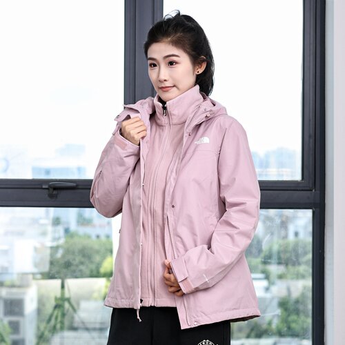 北面冲锋衣女防水防风三合一外套