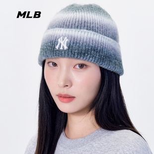 25冬季新款MLB男女情侣氛围感时尚百搭NY潮流渐变针织帽3ABNV0656