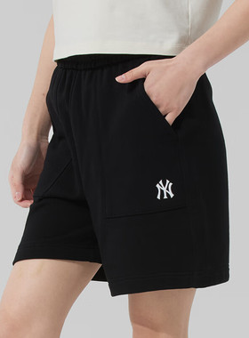 MLB短裤男女同款NY小标纯色简约松紧舒适透气休闲运动裤3ASPB1153