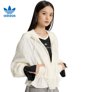 adidas阿迪达斯三叶草女子梭织运动休闲连帽夹克外套KS2875