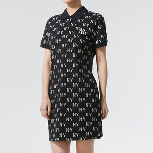 MLB裙子女秋冬款运动户外老花满印学院风运动休闲连衣裙3FOPM0353