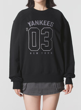 MLB男女同款25秋季新款运动圆领透气休闲长袖卫衣套头衫3AMTV0254