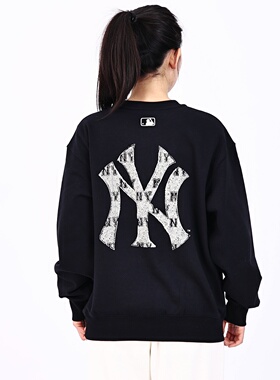 MLB卫衣男女情侣26新款NY老花大标印花圆领运动套头衫3AMTM0961