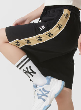 MLB短裤男女同款春夏NY老花串标logo宽松运动针织裤子3ASPM0353