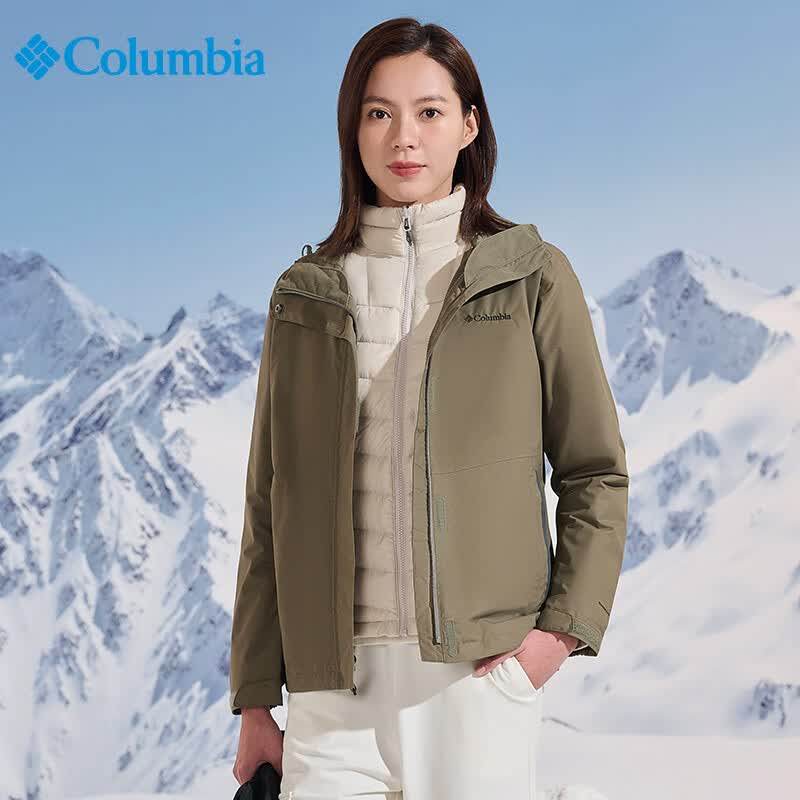 Columbia哥伦比亚冲锋衣女户外羽绒内胆三合一防水热能外套PL7204