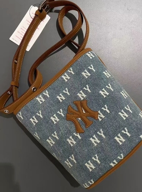 MLB单肩包男女25新款NY老花满印复古水桶包斜挎运动小包3ABMMV55N