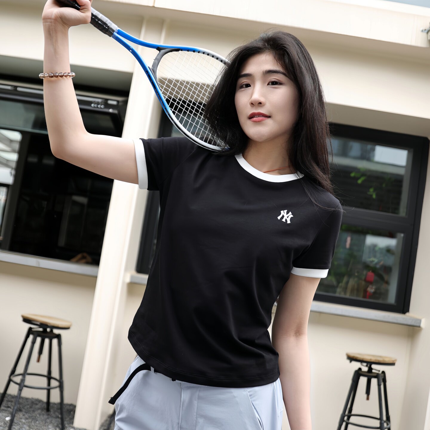 MLB女子透气运动短袖T恤图片