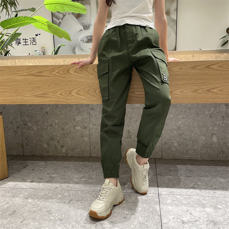 MLB运动裤女裤潮流宽松工装裤舒适透气休闲裤束脚裤长裤3FWPB0324