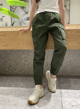 MLB运动裤女裤潮流宽松工装裤舒适透气休闲裤束脚裤长裤3FWPB0324