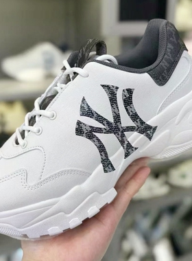 热销MLB老爹鞋男女鞋复古仿牛仔老花厚底增高休闲运动鞋3ASHBDM4N