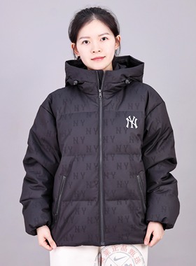 MLB鸭绒服男女25秋冬NY复古暗纹老花满标保暖棉羽绒外套3ADJM0856