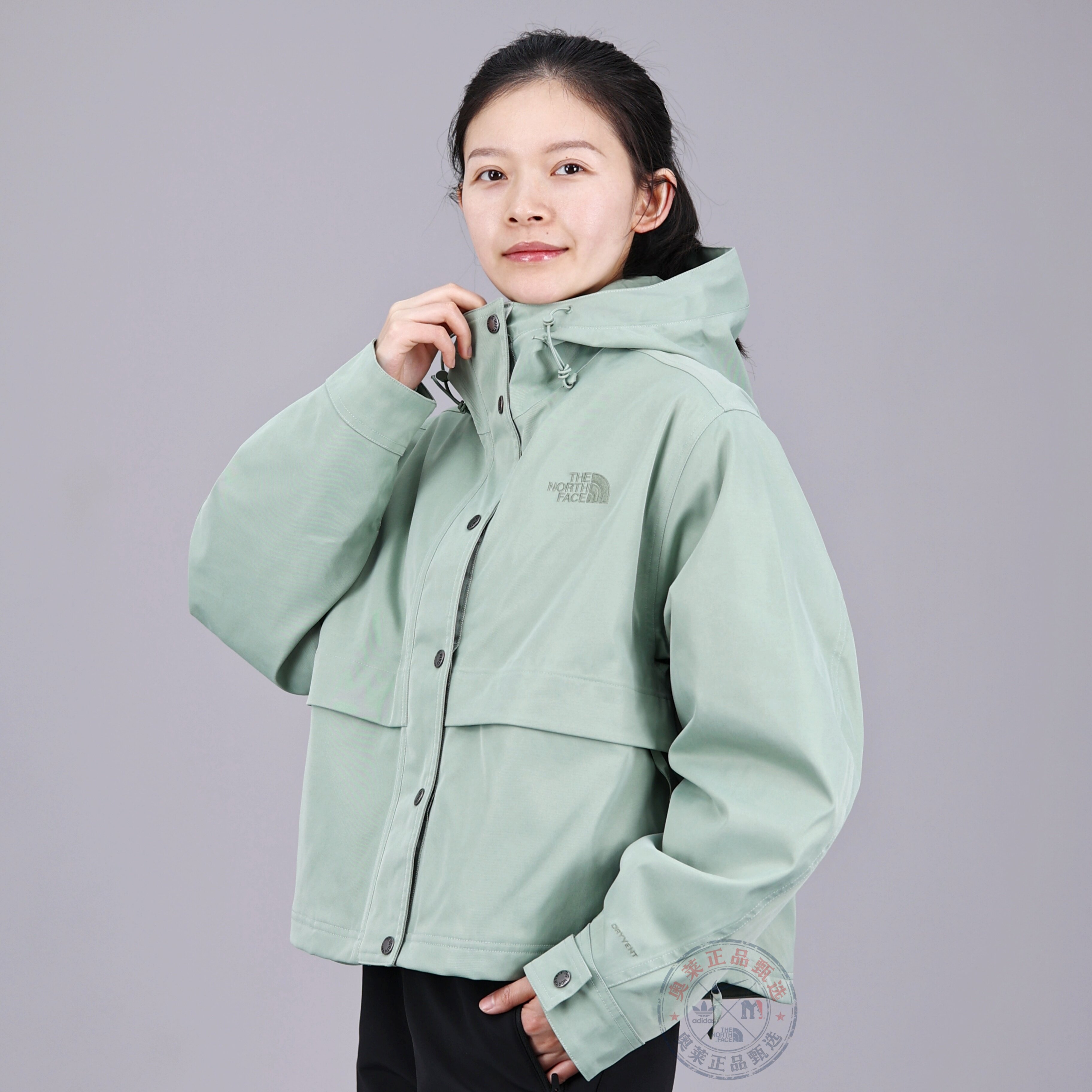 北面冲锋衣女户外防水棉服二合一