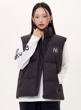 2025冬季新款MLB男女情侣潮奢满印老花加厚保暖羽绒马甲DVM03