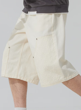 MLB牛仔短裤男款春夏季NY复古暗纹老花满标五分裤运动裤3LDPM0253