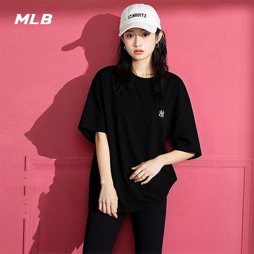 MLB情侣NY刺绣小标纯棉短袖