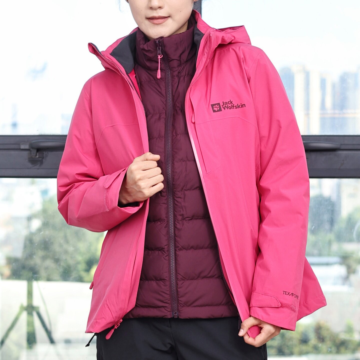 狼爪户外羽绒内胆三合一女士