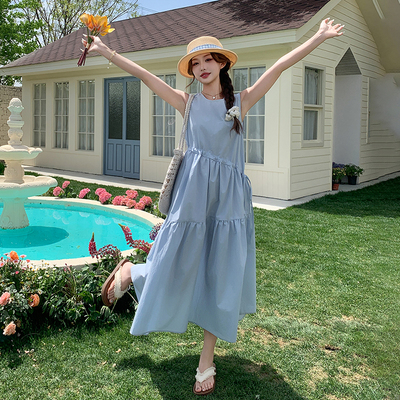 新品首发 现货 浅蓝色无袖连衣裙2C139-8335-P125-K178