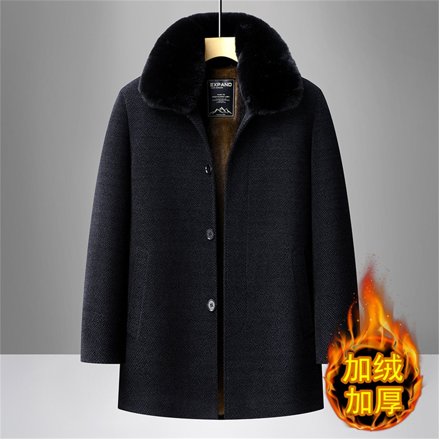 雪尼尔中老年人男士毛呢大衣