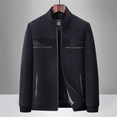 棉袄夹克中老年人外套 保暖爸爸装 中年男士 立领加绒加厚棉衣服冬季