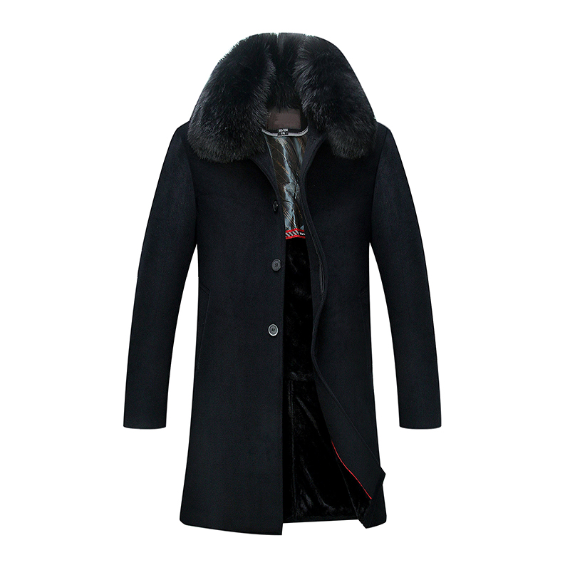 冬季长款毛呢大衣男士加绒加厚