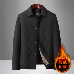 棉袄外套宽松加绒加厚爸爸装 轻薄中老年男装 上衣 翻领棉衣男士 冬季