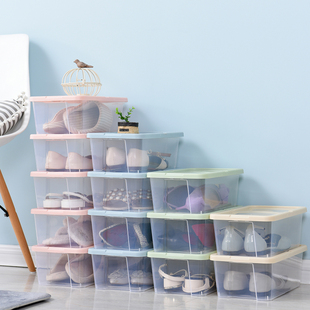加厚鞋 盒收纳盒塑料透明组合防尘男女鞋 盒家用整理储物宿舍5个装