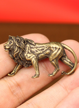 实心纯铜小号迷你狮子桌面小摆件