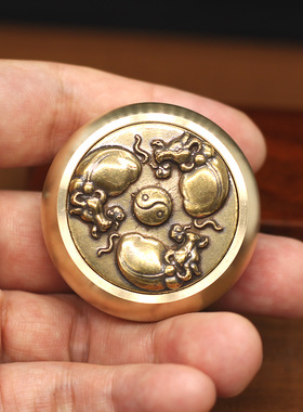 黄铜牛转乾坤转钱上班族解压手玩件纯铜指尖玩具朋友礼品压纸镇纸