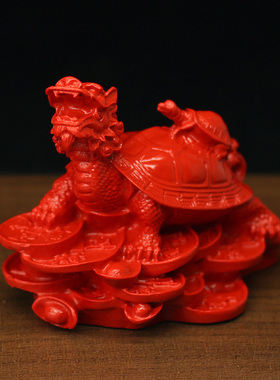 天然朱砂招财镇宅母子龙龟摆件