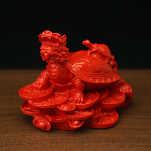 天然朱砂龙头龟子母龟摆件母子龙龟平安家用风水镇宅招财金龟