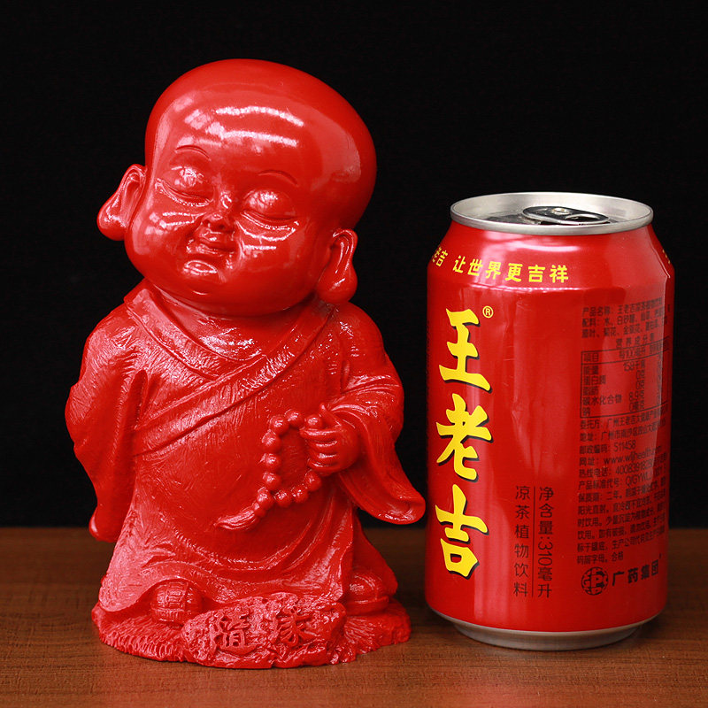 天然原矿朱砂大号随缘小和尚摆件办公室商务礼品桌面简约祝福朋友