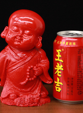 天然原矿朱砂大号随缘小和尚摆件办公室商务礼品桌面简约祝福朋友