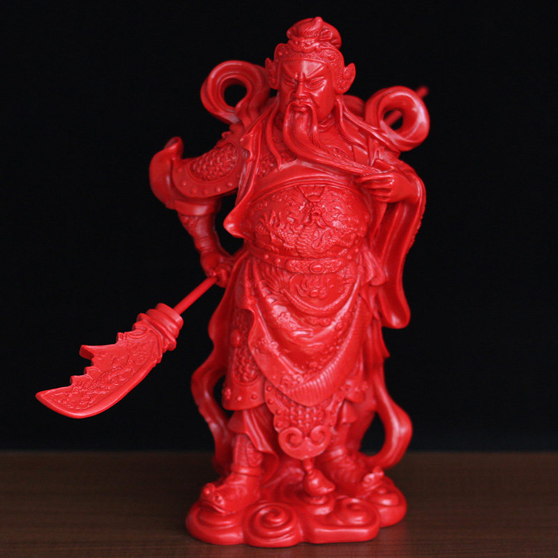 大号朱砂关公摆件武财神工艺品