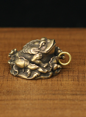 复古黄铜招财聚财迷你金蟾小摆件