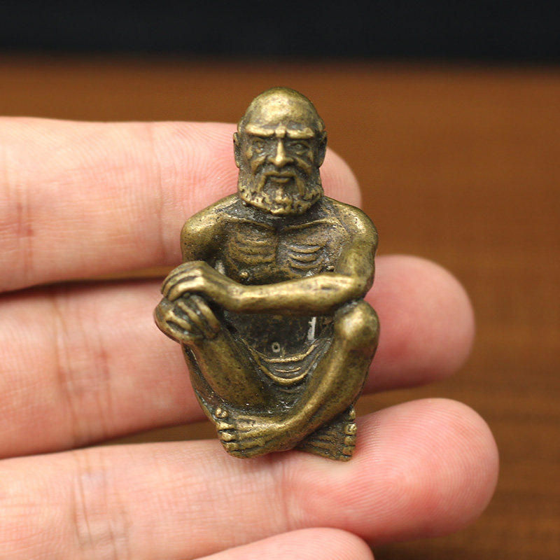 纯铜达摩祖师铜佛像实心黄铜坐姿菩提祖师达摩小摆件佛祖铜器古玩