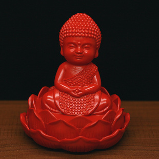 天然原矿朱砂释迦牟尼莲花底座佛像汽车摆件车载车用饰品宝宝佛陀