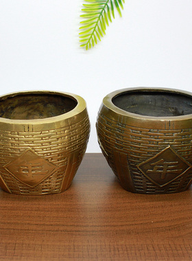 黄铜家居风水招财摆件年年有余粮仓米缸铜缸古铜五谷杂粮财神供奉