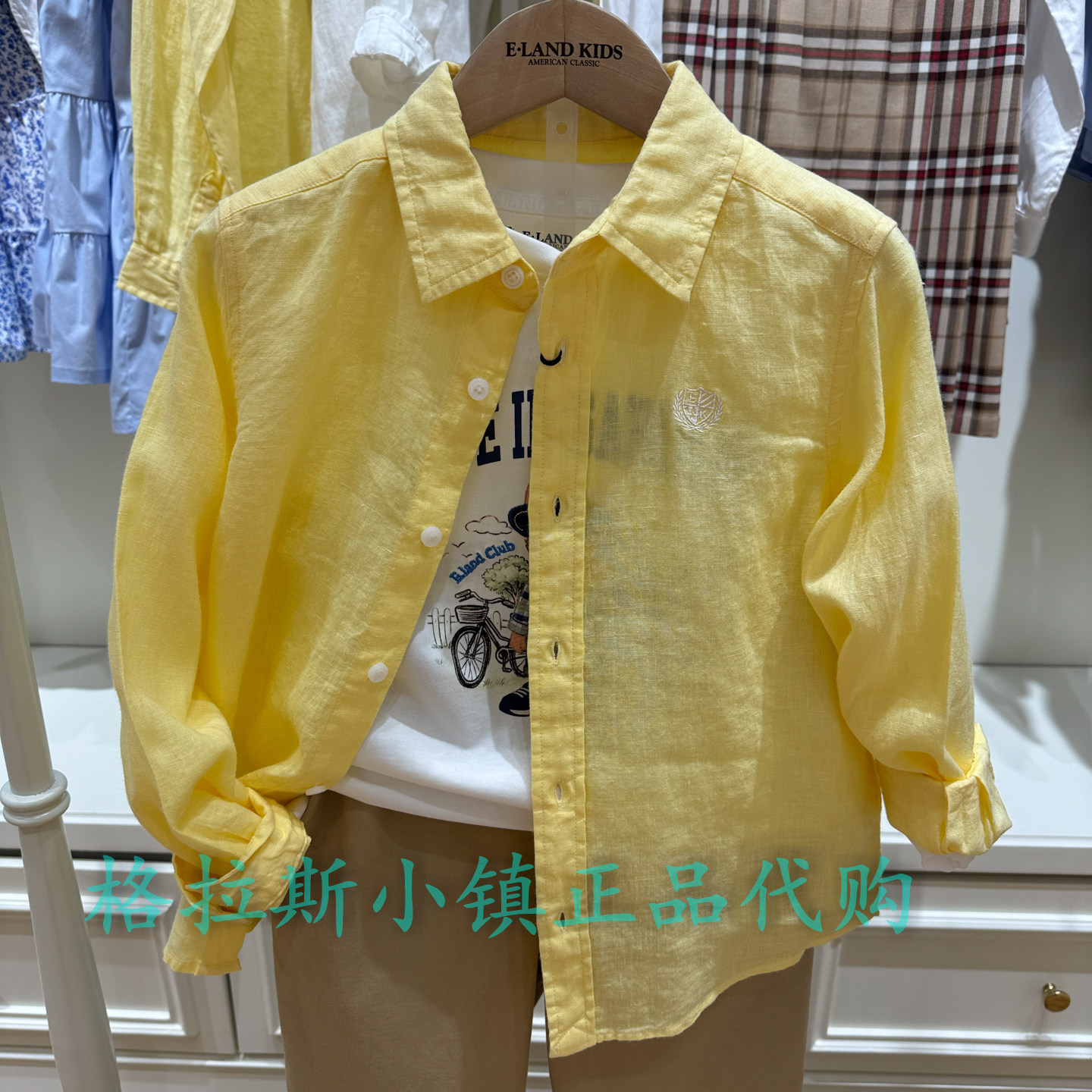 100%亚麻衣恋童装正品夏儿童衬衫