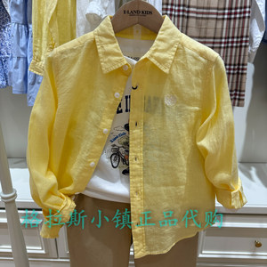 100%亚麻Elandkids衣恋童装专柜正品26夏大童长袖衬衫EKYWG2503A