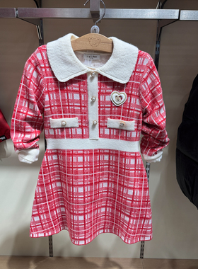 PawinPaw童装专柜正品26年春款女童翻领格纹针织连衣裙PCOKG6C51E