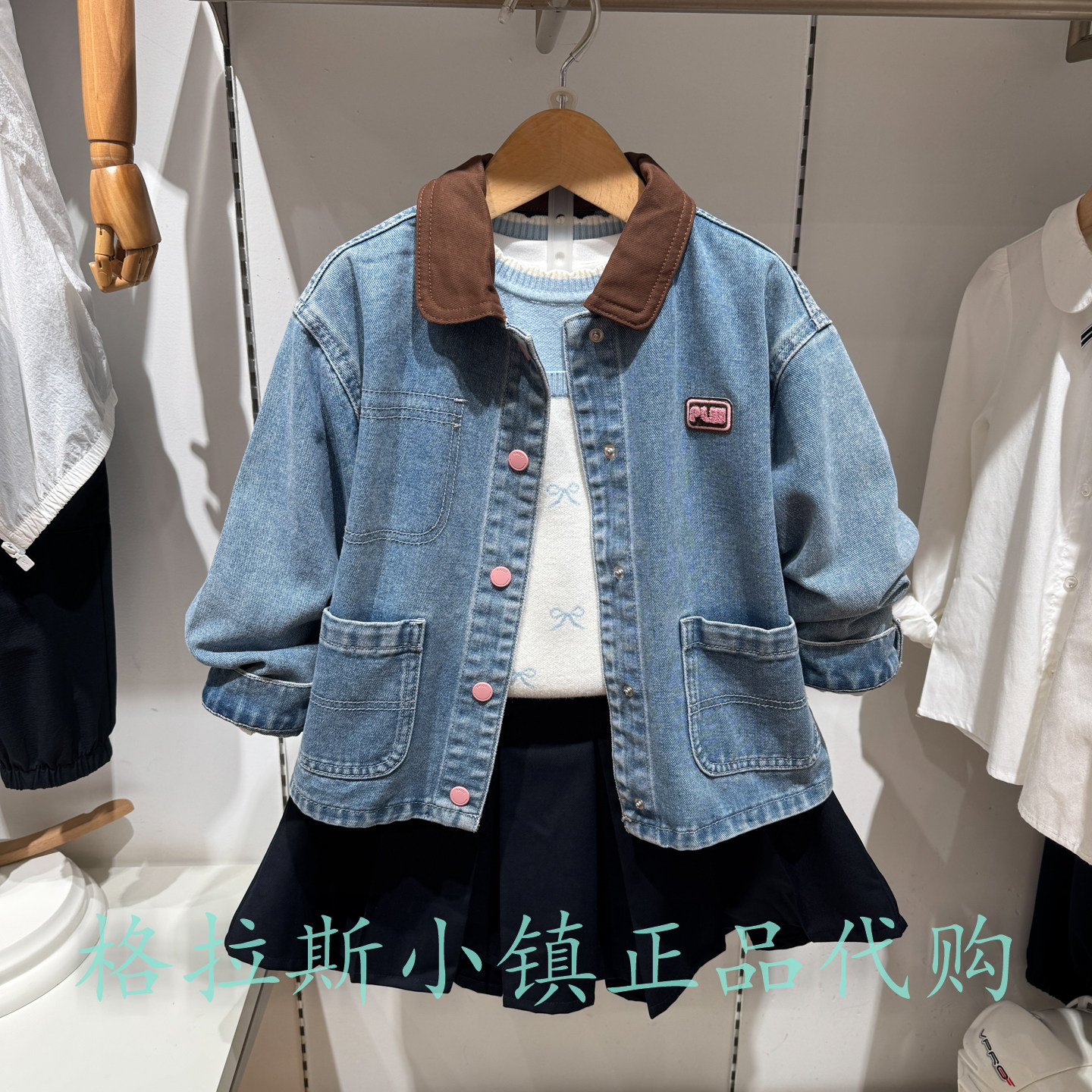 Polowalk童装秋女童翻领牛仔外套
