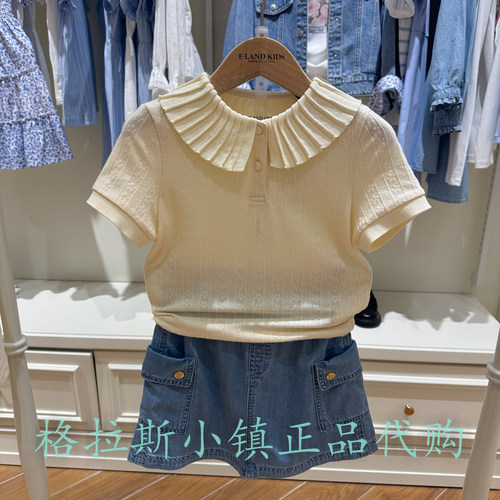 衣恋童装正品夏女童翻领针织T恤