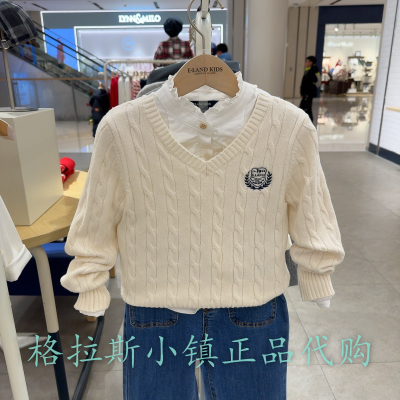 衣恋童装正品春女童学院针织毛衣