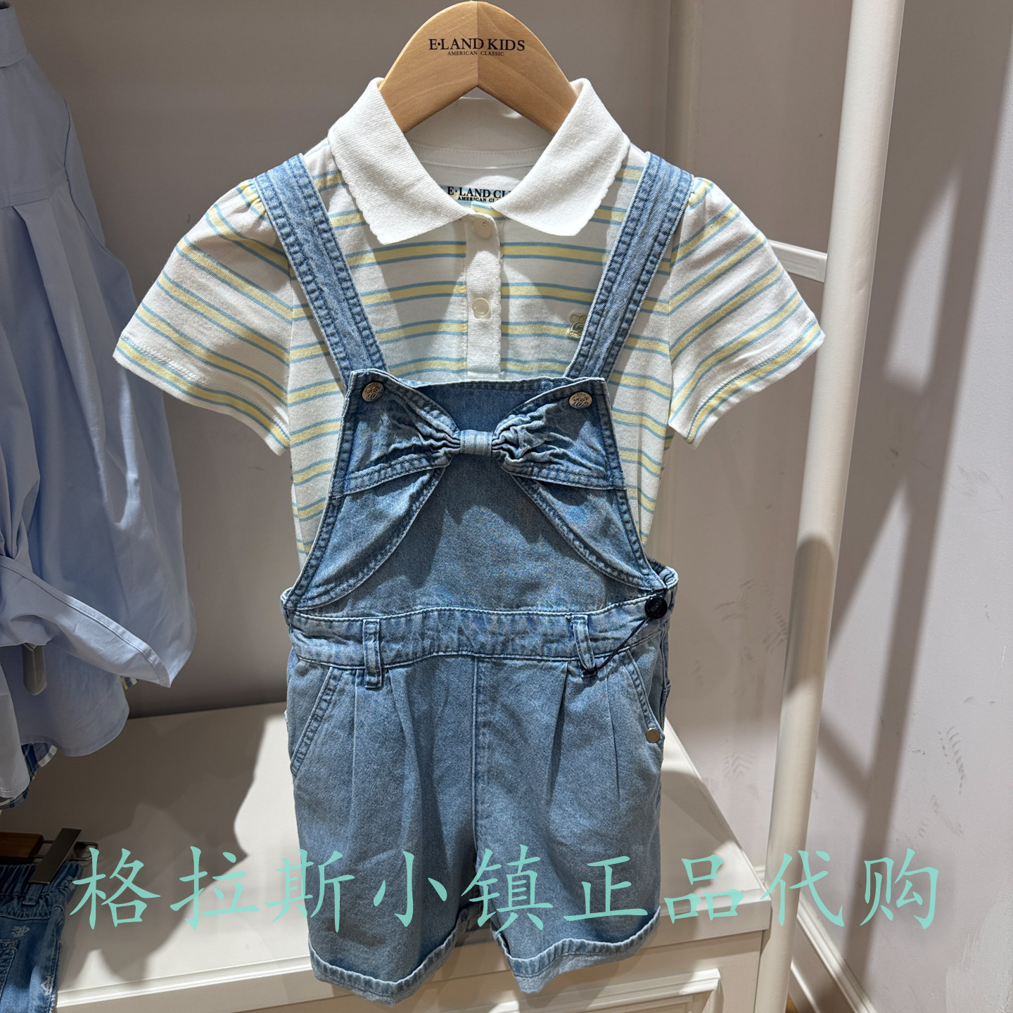Elandkids衣恋童装专柜正品26夏新款女童背带牛仔短裤EKTJG6524D