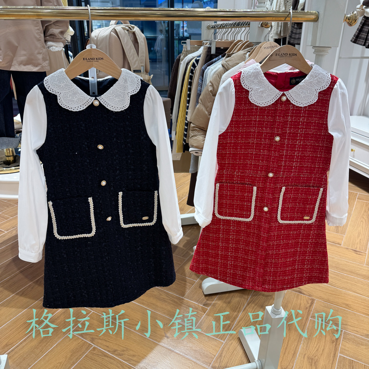 衣恋童装冬新款女童娃娃领连衣裙