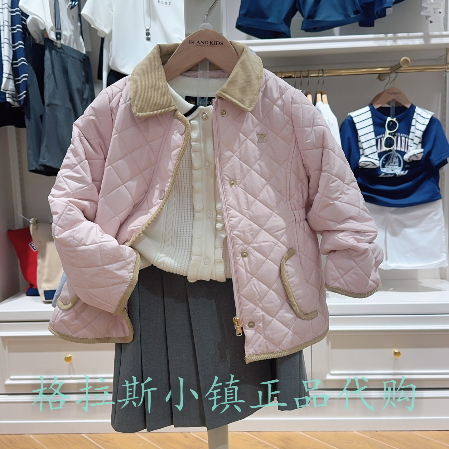 衣恋童装冬款女童翻领棉服外套