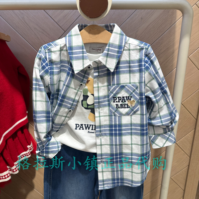 PawinPaw26年夏男格子休闲衬衣
