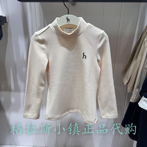 哈吉斯童装冬女童半高领打底T恤
